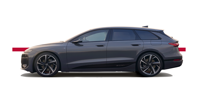Modellfreisteller des Audi A6 e-tron in Seitenansicht 