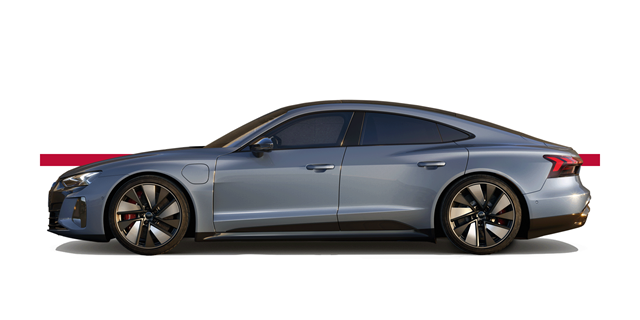 Modellfreisteller des Audi e-tron GT in Seitenansicht 