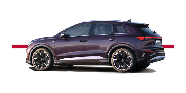 Modellfreisteller des Audi Q4 in Seitenansicht