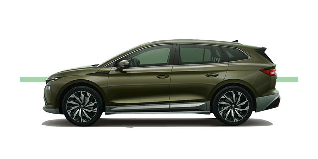 Modellfreisteller des Škoda Enyaq in Seitenansicht