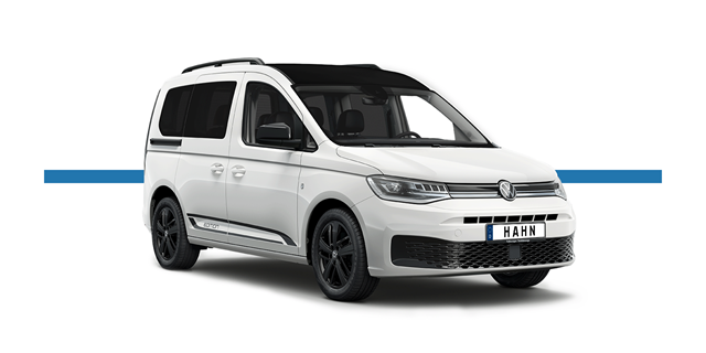 Modellfreisteller des Volkswagen Caddy in Front-Seitenansicht